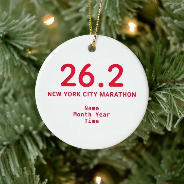 26.2 Marathon Runner Personalised Red Ceramic Ornament (Tree)