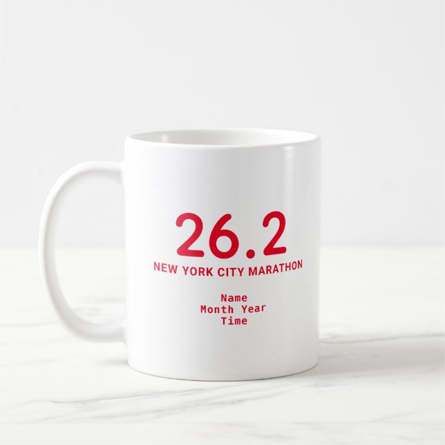 26.2 Marathon Runner Personalised Red Coffee Mug (Left)