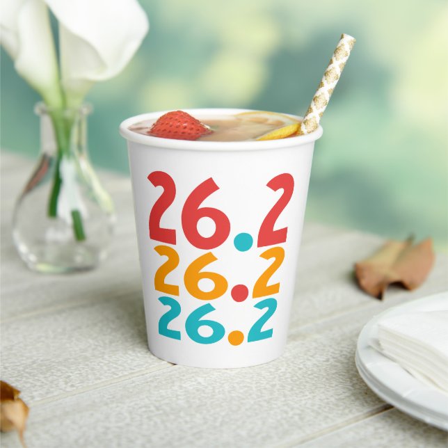 26.2 Marathon Runner themed colourful Paper Cups (Insitu)