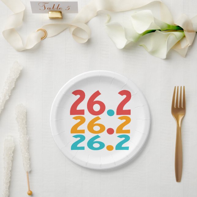 26.2 Marathon Runner themed colourful Paper Plate (Wedding)