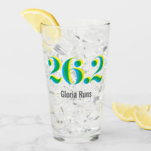 26.2 Marathon Running Bold Blue Yellow Text Glass
