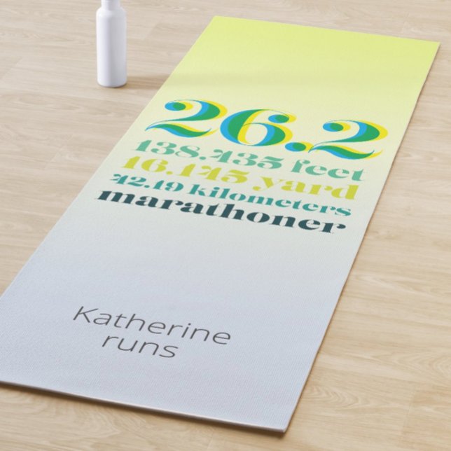 26.2 Marathon Running Distance Green Bold Text Yoga Mat (Creator Uploaded)