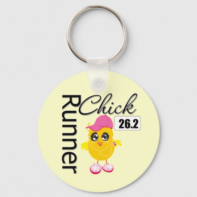 26.2 Miles Marathon Runner Chick Key Ring (Front)