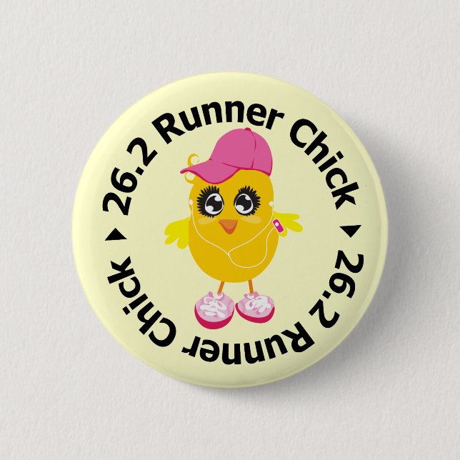 26.2 Runner Chick 6 Cm Round Badge (Front)