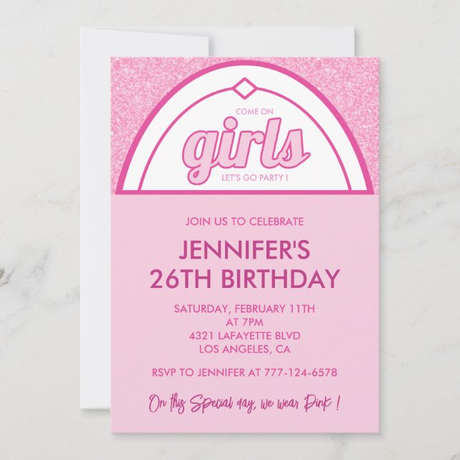 26 birthday invitation Glitter Modern Twenty six (Front)