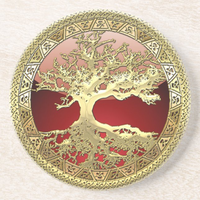 [26] Golden Celtic Tree of Life Coaster (Front)