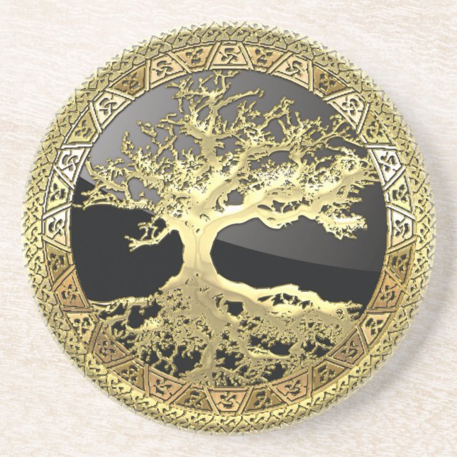 [26] Golden Celtic Tree of Life Coaster (Front)