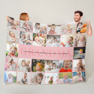 26-Photo Grandma/Granny/Nana/Other Custom Message Fleece Blanket
