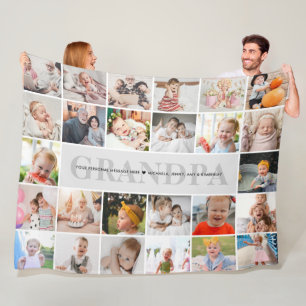 26-Photo Grandpa/Grampy/Grampy Custom Message Fleece Blanket