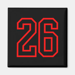 26 Sport Red Black Plain Number Performance Magnet