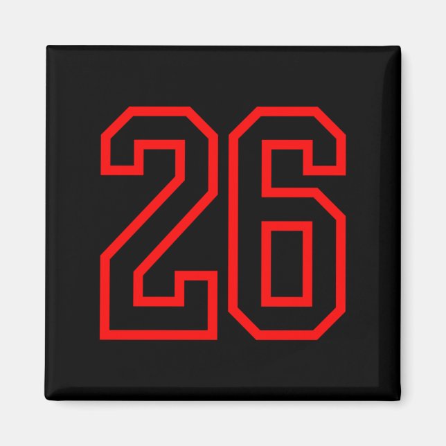 26 Sport Red Black Plain Number Performance Magnet (Front)