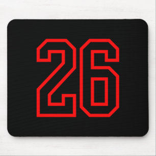 26 Sport Red Black Plain Number Performance Mouse Pad