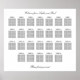 26 Table Elegant Minimalist Seating Chart