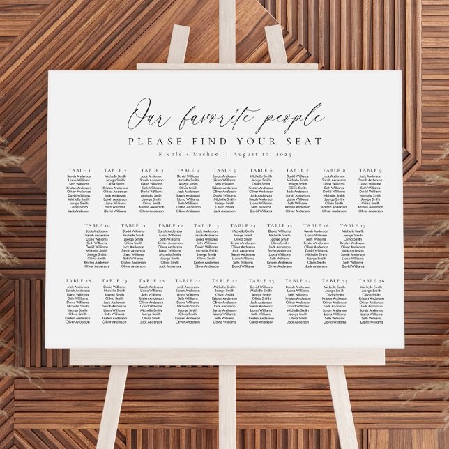 26 Tables Our Favourite People Seating Chart Plan (Creator Uploaded)