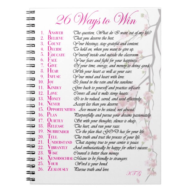 26 Ways to Win Journal- Pink Notebook (Front)