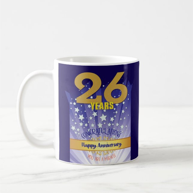 26 Year CUSTOM Recovery Anniversary Bold Numeral Coffee Mug (Left)