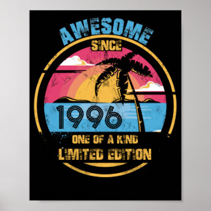 26 Year Old Awesome Since 1996 26th Birthday Poster