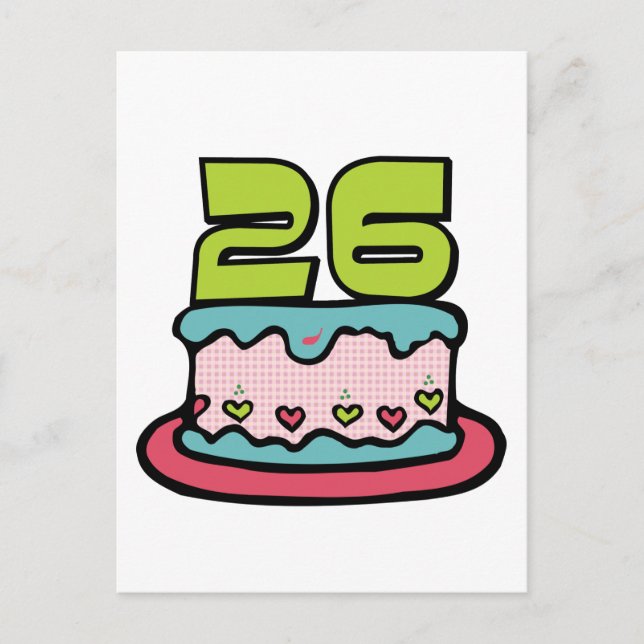 26 Year Old Birthday Cake Postcard (Front)