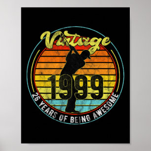 26 Year Old Vintage Golf Golfer 1999 26th Birthday Poster
