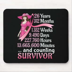 26 Years 312 Months And Counting Breast Cancer Sur Mouse Pad