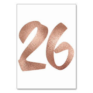 26Table Number White Metallic Pink Rose Gold Table Number