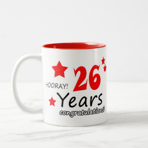26th anniversary, 26 Years Wedding Anniversaries Two-Tone Coffee Mug