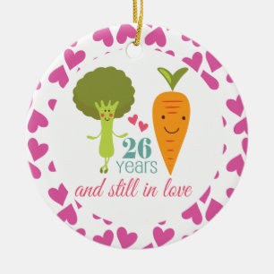 26th Anniversary Cute Couples Ornament