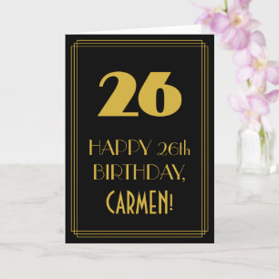 26th Birthday – Art Deco Inspired Look "26" & Name Card