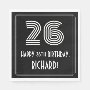 26th Birthday: Art Deco Inspired Look "26" + Name Napkin