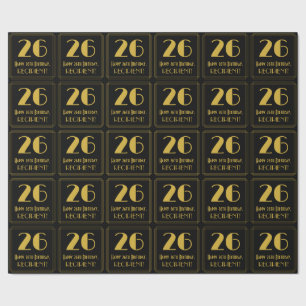 26th Birthday ~ Art Deco Inspired Look "26", Name Wrapping Paper