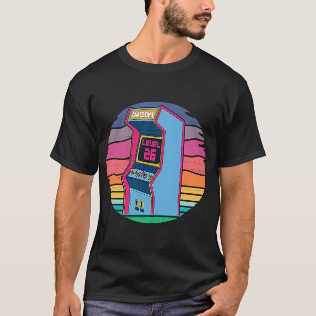 26th Birthday Awesome Retro Games Arcade Level 26  T-Shirt (Front)