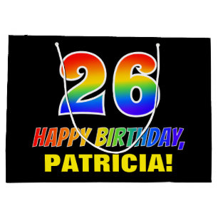 26th Birthday: Bold, Fun, Simple, Rainbow 26 Large Gift Bag