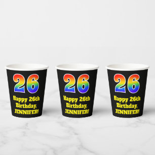 26th Birthday: Colourful, Fun, Exciting, Rainbow 2 Paper Cups