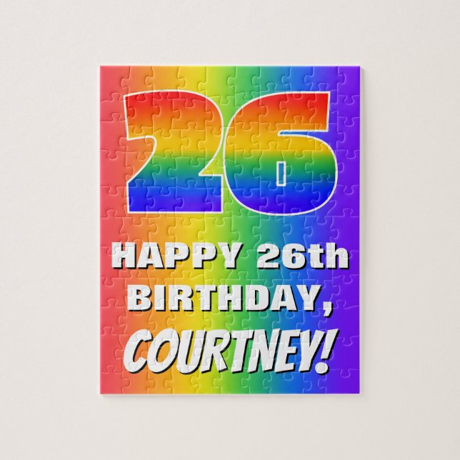 26th Birthday: Colourful, Fun Rainbow Pattern # 26 Jigsaw Puzzle (Vertical)