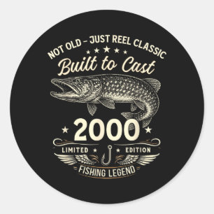 26th Birthday Fishing Gift Men Original 2000 Lied Classic Round Sticker