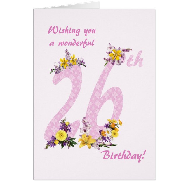 26th Birthday Flower Decorated Numbers (Front)