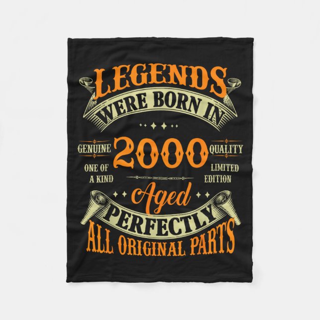 26th Birthday Gift Legend Born In 2000 26 For Year Fleece Blanket (Front)