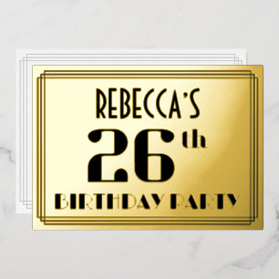 26th Birthday Party: Art Deco Look “26” and Name