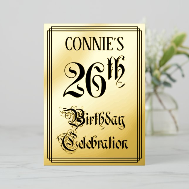 26th Birthday Party — Elegant Script + Custom Name (Standing Front)