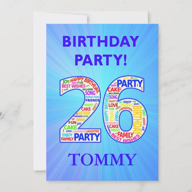 26th Birthday Party Invitation Add a Name (Front)