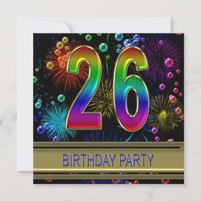 26th Birthday party Invitation with bubbles (Front)
