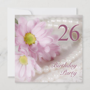 26th Birthday party invitation with daisies