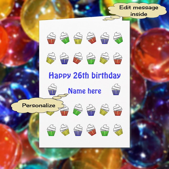 26th birthday personalised cupcakes card (Creator Uploaded)