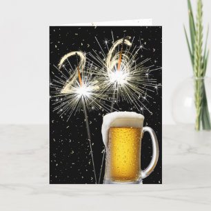 26th Birthday Sparklers With Beer Mug Card