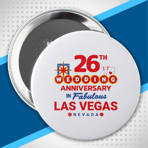 26th Wedding Anniversary Couples Las Vegas Trip 10 Cm Round Badge
