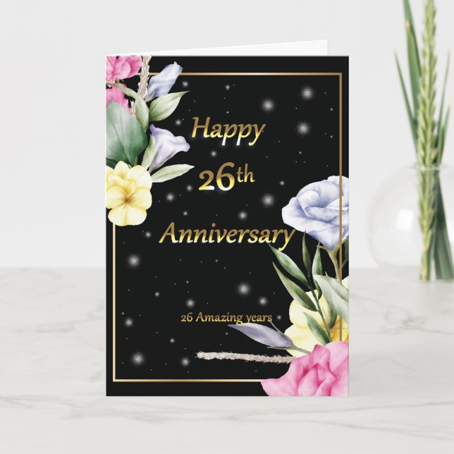 26th wedding Anniversary golden greeting card  (Front)
