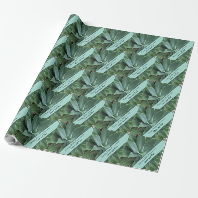 26th Wedding Anniversary Jade Wrapping Paper (Unrolled)