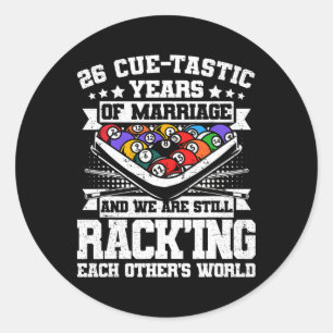 26th Wedding Anniversary Pool Billiards 26 Years M Classic Round Sticker