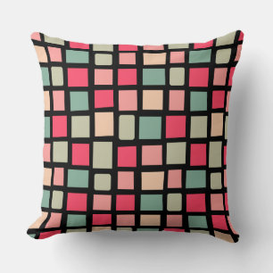 270215 Irregular rectangles - White on Black Cushion