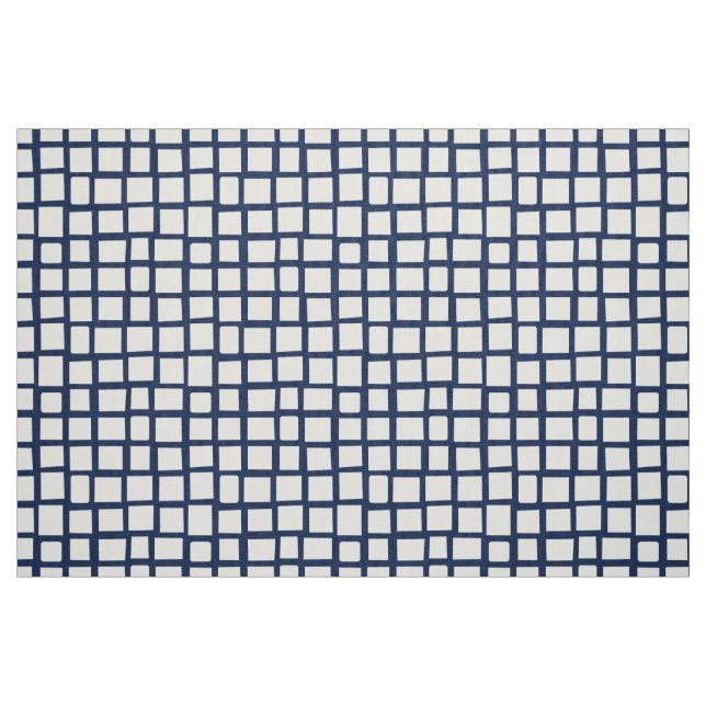 270215 Irregular rectangles - White on Dk Blue Fabric (Fat Quarter)